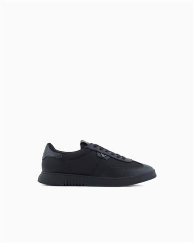 EMPORIO ARMANI Emporıo Armani Erkek Bağcıklı Bağlama Yuvarlak Burun Deri Rahat Taban Siyah Sneaker EM003062 AF18210-UC001