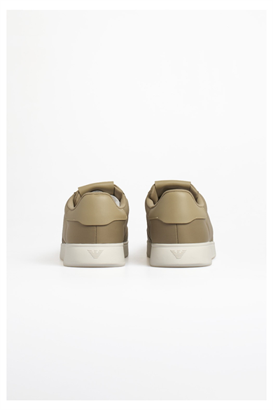 Emporıo Armani Erkek Bağcıklı Bağlama Yuvarlak Burun Deri Rahat Taban Haki Sneaker EM003062 AF18210-U1072