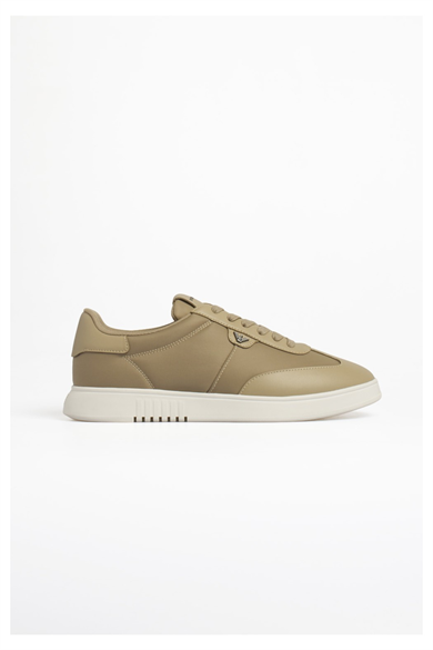 Emporıo Armani Erkek Bağcıklı Bağlama Yuvarlak Burun Deri Rahat Taban Haki Sneaker EM003062 AF18210-U1072