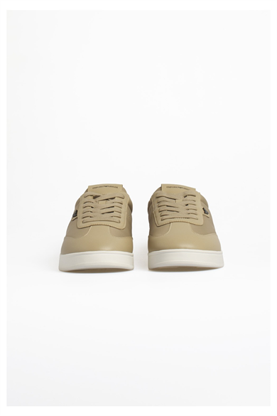 Emporıo Armani Erkek Bağcıklı Bağlama Yuvarlak Burun Deri Rahat Taban Haki Sneaker EM003062 AF18210-U1072