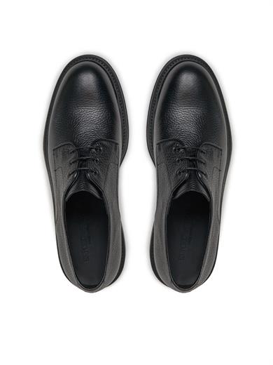 Emporıo Armani Erkek Çakıllı Deri Yuvarlak Burunlu Bağcıklı Tış Tabanı Logo Desenli Siyah Ayakkabı X4C653 XF583-00002