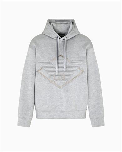 Emporıo Armani Erkek Çift Bağcıklı Kapüşonlu Rahat %100 Pamuklu Jarse Kumaş Gri Sweatshirt EM002882 AF18339-M0195