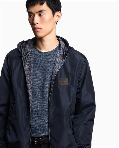 Emporıo Armani Erkek Desenli Yan Çekmeli Büzgülü etek Ucu Uzun Kol Mavi Ceket EM003265 AF12021-FB286
