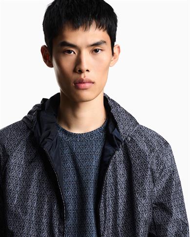 Emporıo Armani Erkek Desenli Yan Çekmeli Büzgülü etek Ucu Uzun Kol Mavi Ceket EM003265 AF12021-FB286
