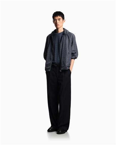 Emporıo Armani Erkek Desenli Yan Çekmeli Büzgülü etek Ucu Uzun Kol Mavi Ceket EM003265 AF12021-FB286