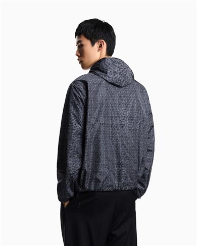 Emporıo Armani Erkek Desenli Yan Çekmeli Büzgülü etek Ucu Uzun Kol Mavi Ceket EM003265 AF12021-FB286