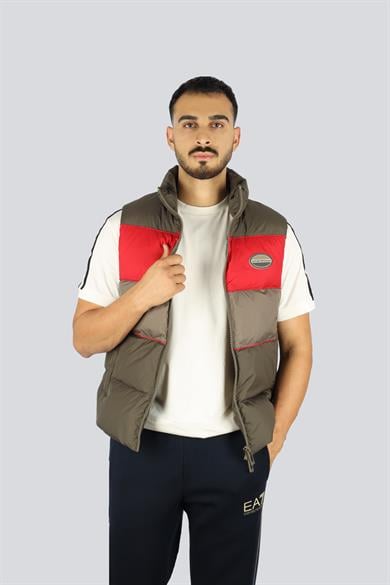 Emporıo Armani Erkek Dik Yaka Renk Geiş Desenli Şişme Kolsuz Cepli Siyah Yelek EM003270 AF18231-U8120