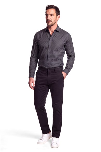 Emporıo Armani Erkek Düğme Kapama Uzun Kol Çentikli Yaka Siyah Gömlek EM006704 AF18123-FB058