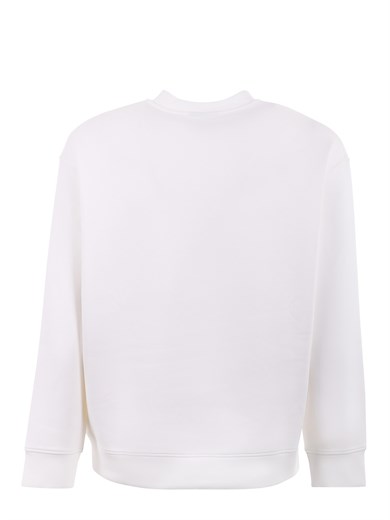 Emporıo Armani Erkek Fermuarlı ve Kabartmalı Kartal Logolu Regular Fit Kapüşonlu Beyaz Sweatshirt EM001045 AF100131-U0003