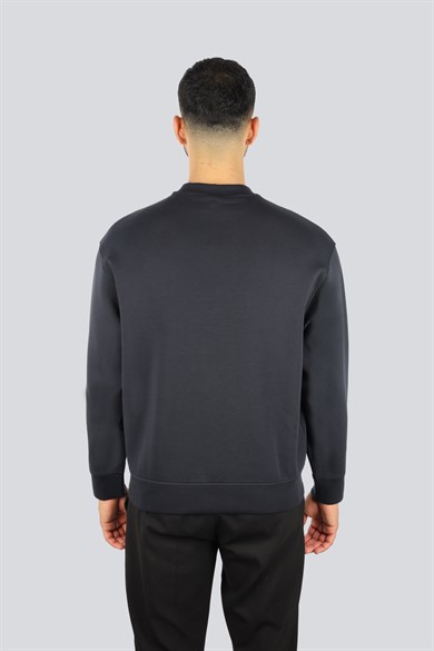 Emporıo Armani Erkek Fermuarlı ve Kabartmalı Kartal Logolu Regular Fit Kapüşonlu Lacivert Sweatshirt EM001045 AF100131-UB118