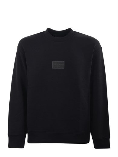 Emporıo Armani Erkek Fermuarlı ve Kabartmalı Kartal Logolu Regular Fit Kapüşonlu Siyah Sweatshirt EM001045 AF100131-UC001