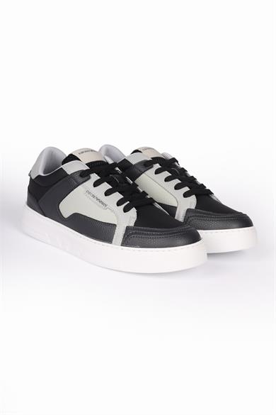 Emporıo Armani Erkek File Detaylı Logolu Yüksek Tabanlı Günlük Gri-Beyaz Sneaker X4X568 XN162-S787