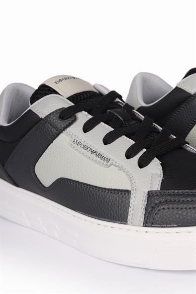 Emporıo Armani Erkek File Detaylı Logolu Yüksek Tabanlı Günlük Gri-Beyaz Sneaker X4X568 XN162-S787