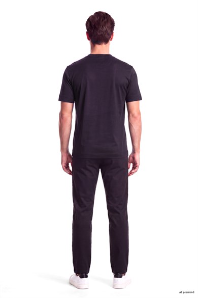 Emporıo Armani Erkek Kartal Logo Baskılı Normal Kalıp Yuvarlak Yakalı Kısa Kollu Lacivert T-Shirt EM006765 AF10017-UB118