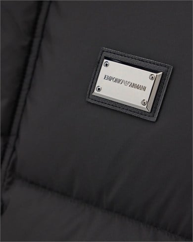 Emporıo Armani Erkek Kapitoneli Dik Yakalı Kapüşonlu  Fermuarlı Şişme Antrasit Mont EM006745 AF18231-UC001