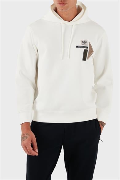 Emporıo Armani Erkek Kapşonlu Yaka Uzun Kol Pamuklu Regular Fit Beyaz Sweatshirt EM003587 AF10013-U0003