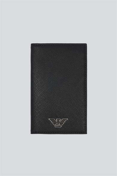 Emporıo Armani Erkek Kartal Kabartma Desenli Ekstra Kart Bölmeli Siyah Kartlık EM002544 AF13805-UC001