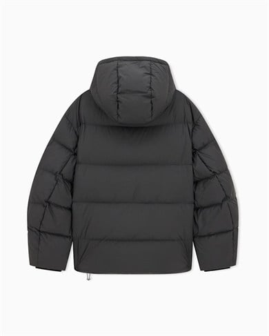 Emporıo Armani Erkek Kapitoneli Dik Yakalı Kapüşonlu  Fermuarlı Şişme Antrasit Mont EM006745 AF18231-UC001