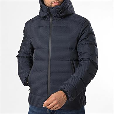 Emporıo Armani Erkek Kapüşonlu Yaka % 100 Kuş Tüyü Kapitoneli Lacivert Mont EM003043 AF15384-UB118