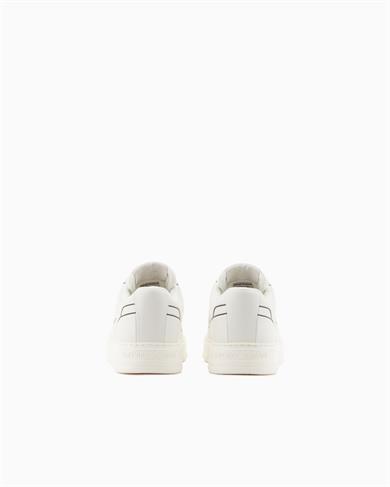 Emporıo Armani Erkek Kabartmalı Baskı Desenli Kontrast Logo Detaylı Deri Beyaz Sneaker EM002852 AF18014-M0017