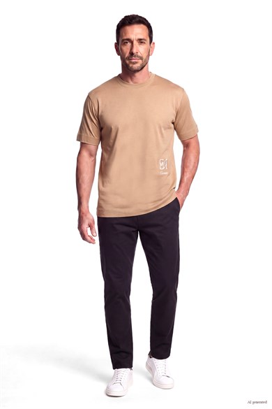 Emporıo Armani Erkek Kısa Kol Bisiklet Yaka Pamuklu Düz Model Bej T-Shirt EM007329 AF10761-U6163