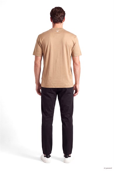 Emporıo Armani Erkek Kısa Kol Bisiklet Yaka Pamuklu Düz Model Bej T-Shirt EM007329 AF10761-U6163