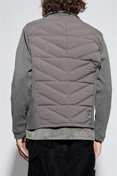 Emporıo Armani Erkek Kuş Tüyü Dolgulu Kapitone Desenli Örme Kol Detaylı Gri Ceket EM003426 AF17823-U8143