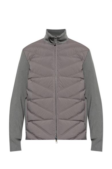 Emporıo Armani Erkek Kuş Tüyü Dolgulu Kapitone Desenli Örme Kol Detaylı Gri Ceket EM003426 AF17823-U8143