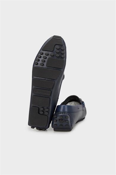 Emporıo Armani Erkek Logolu Bağcıklı Deri Lacivert Casual X4B151 XN882-E553