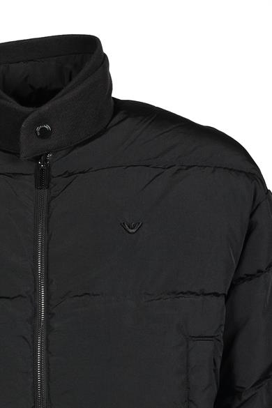 Emporıo Armani Erkek Logolu Fermuar Kapamalı Cepli Kışlık Siyah Mont 6R1B75 1NFEZ-0999