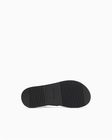 Emporıo Armani Erkek Logolu Çapraz Bantlı Deri Lacivert Terlik X4P124 XN787-MB007