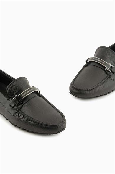 Emporıo Armani Erkek Logolu Bağcıklı Deri Siyah Casual X4B151 XN882-K001