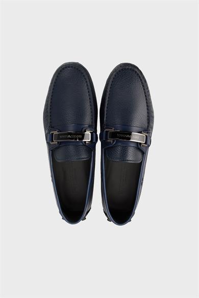 Emporıo Armani Erkek Logolu Bağcıklı Deri Lacivert Casual X4B151 XN882-E553