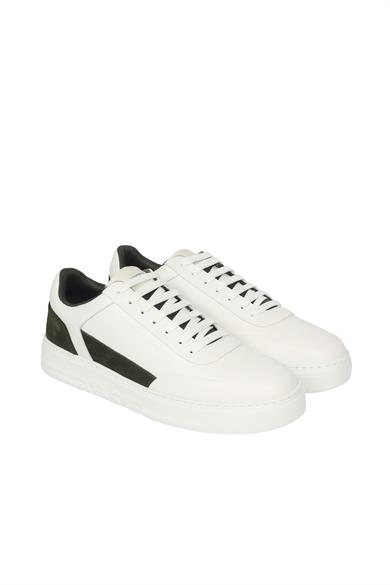 Emporıo Armani Erkek Marka Logolu Bağcıklı Kaydırmaz Tabanlı Günlük Beyaz Sneaker X4X645 XN958-T439