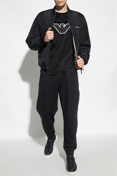 Emporıo Armani Erkek Marka Logo Detaylı Dik Yaka Fermuar Kapamalı Siyah Mont 6R1B84 1NHMZ-0066