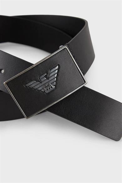 Emporıo Armani Erkek Metal Toka Derili Marka Logolu Siyah Kemer Y4S196 YDC0G-001