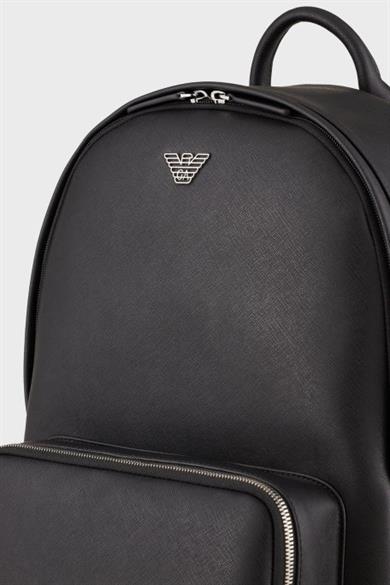 Emporıo Armani Erkek Metalik Kartal Logolu Fermuarlı Ön Bölmeli Siyah Sırt Çantası Y4O250 Y138E-81072