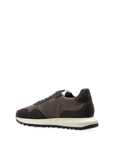 Emporıo Armani Erkek Metalik Kartal Logolu Düşük Bilekli Nefes Alabilir Ön Yüzeyli Ortopedik Taban Kahverengi Sneaker EM003738 AF19532-M6492