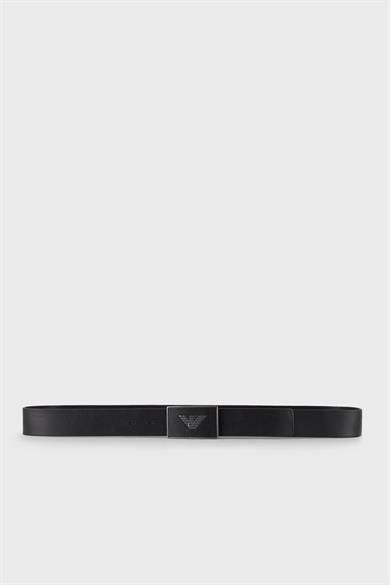 Emporıo Armani Erkek Metal Toka Derili Marka Logolu Siyah Kemer Y4S196 YDC0G-001