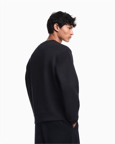 Emporıo Armani Erkek Normal Kalıp Yuvarlak Yakalı Logo Detaylı Pamuklu Çift Jarse Kumaşlı Siyah Sweatshirt EM007352 AF10013-MB844