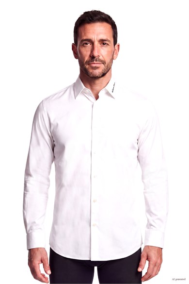 Emporıo Armani Erkek Normal Kalıp Yüksek Pamuk İçerikli Uzun Kollu Beyaz Gömlek EM006705 AF23800-U0002