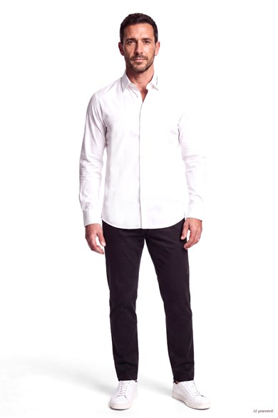 Emporıo Armani Erkek Normal Kalıp Yüksek Pamuk İçerikli Uzun Kollu Beyaz Gömlek EM006705 AF23800-U0002