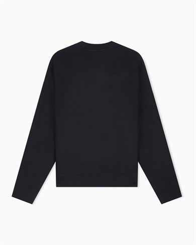 Emporıo Armani Erkek Normal Kalıp Yuvarlak Yakalı Logo Detaylı Pamuklu Çift Jarse Kumaşlı Siyah1 Sweatshirt EM007352 AF10013-MC721