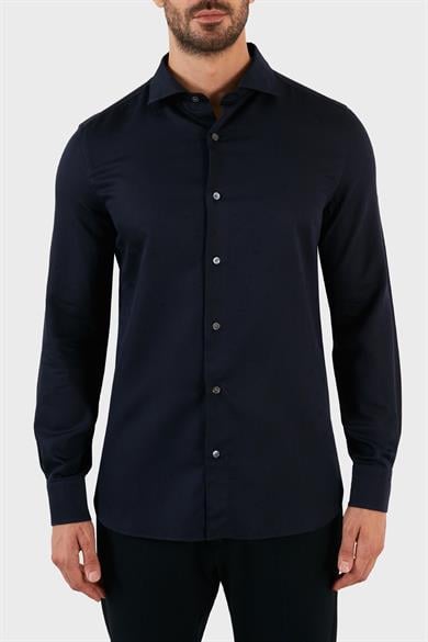 Emporıo Armani Erkek Pamuklu Uzun Kollu Düğmeli Lacivert Gömlek 6L1C86 1N8JZ-F918