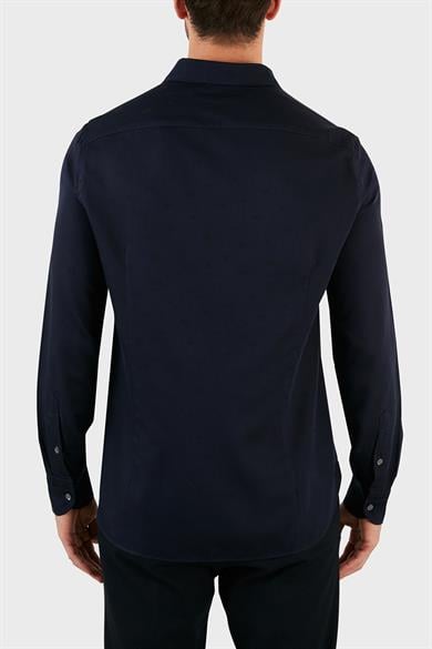 Emporıo Armani Erkek Pamuklu Uzun Kollu Düğmeli Lacivert Gömlek 6L1C86 1N8JZ-F918