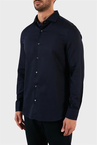Emporıo Armani Erkek Pamuklu Uzun Kollu Düğmeli Lacivert Gömlek 6L1C86 1N8JZ-F918
