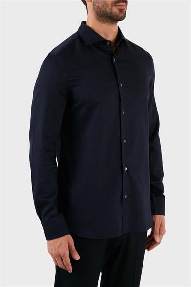 Emporıo Armani Erkek Pamuklu Uzun Kollu Düğmeli Lacivert Gömlek 6L1C86 1N8JZ-F918