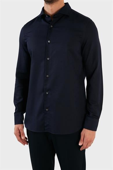 Emporıo Armani Erkek Pamuklu Uzun Kollu Düğmeli Lacivert Gömlek 6L1C86 1N8JZ-F918