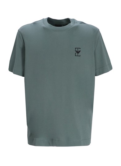Emporıo Armani Erkek Regular Fit Pamuklu Yuvarlak Yaka EA Logolu Kısa Kollu Yeşil T-Shirt EM001068 AF12926-U9083