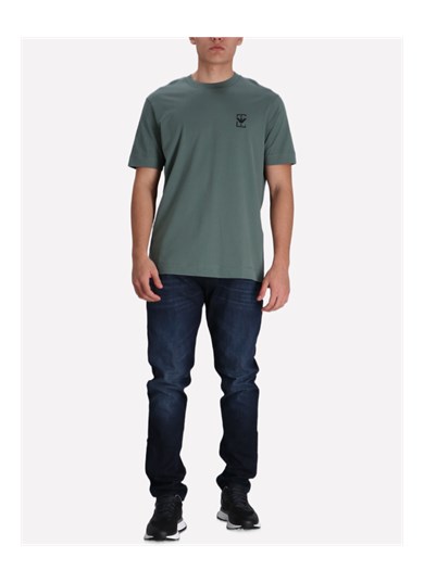 Emporıo Armani Erkek Regular Fit Pamuklu Yuvarlak Yaka EA Logolu Kısa Kollu Yeşil T-Shirt EM001068 AF12926-U9083